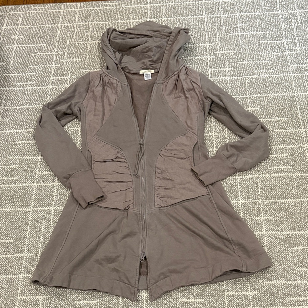 Prairie Underground sz S taupe/gray long hoodie